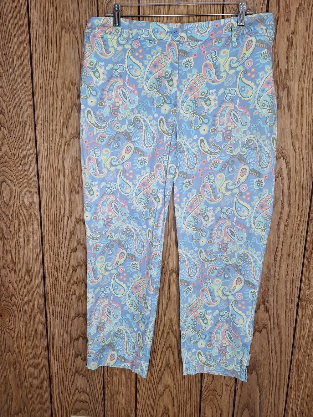 Talbots Perfect Pastel Paisley Cropped Pants - Light Blue, Pink, Yellow Size 12